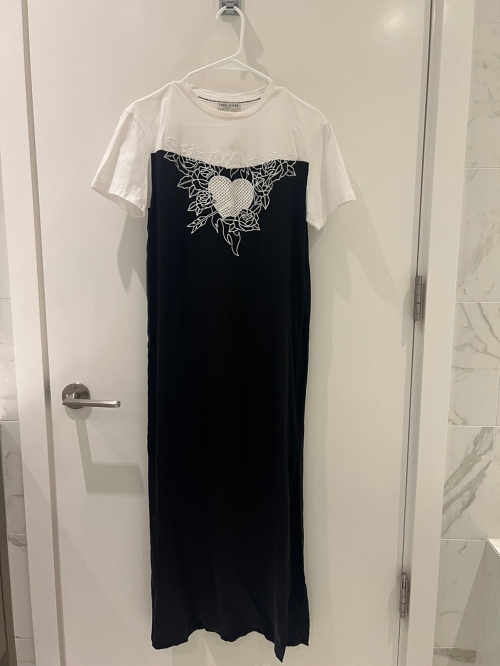 Each x Other White and Black Heart-Graphic Maxi Dress
